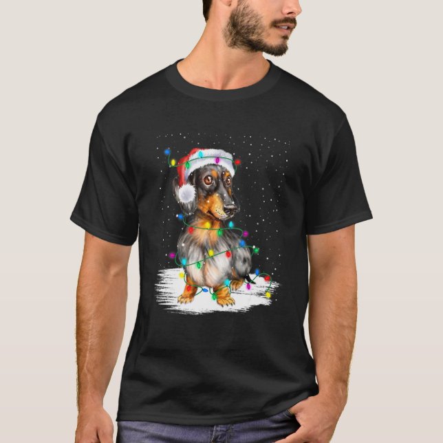 Camiseta Los Navidades De Dachshund Aman A Led T-Cute Perro (Anverso)