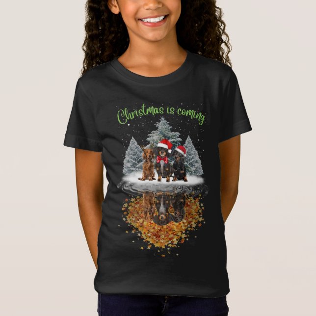 Camiseta Los Navidades De Dachshund Se Están Volviendo Tee  (Anverso)