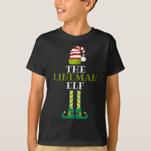 Camiseta Los Navidades de Lineman Elf Pajama Coinciden con