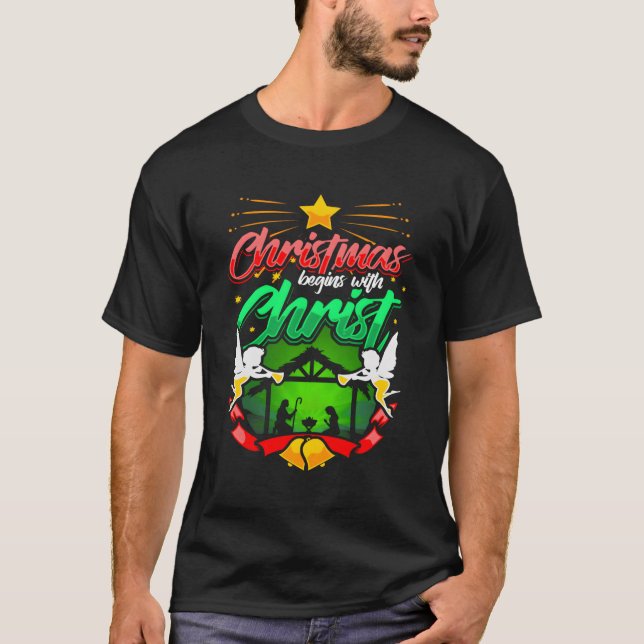 Camiseta Los navidades empiezan con Cristo Mano Larga Nati (Anverso)