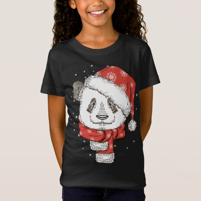 Camiseta Los Navidades Gorras del Cute Panda Santa Panda Be (Anverso)
