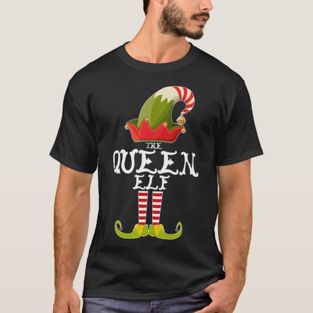 Camiseta Los Navidades graciosos de Queen Elf dan a la fami (Anverso)