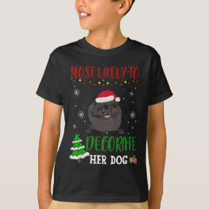 Camiseta Los Navidades Pomerania De Perros Negros Más Proba
