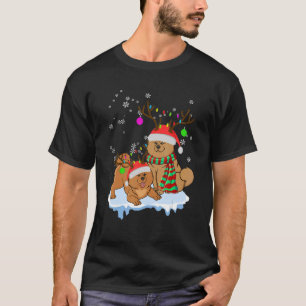 Camiseta Los Navidades se burlan de Chow Santa Hats Reindee