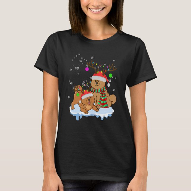 Camiseta Los Navidades se burlan de Chow Santa Hats Reindee (Anverso)