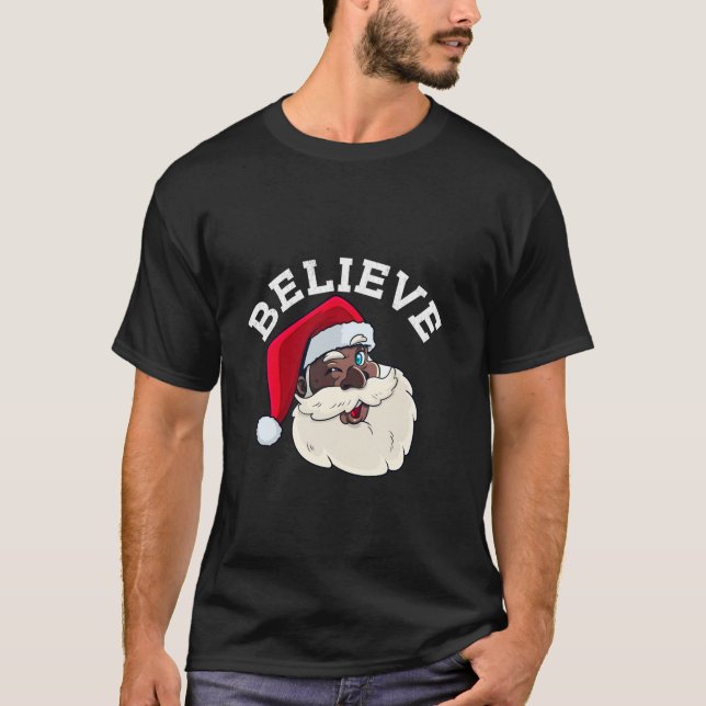 Camiseta Los negros creen que Santa Claus Navidades afroame (Anverso)