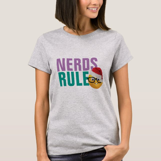 Camiseta los nerds dominan la emoji geek en santa hat navid (Anverso)