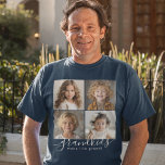 Camiseta Los nietos hacen de la vida un gran Collage de fot<br><div class="desc">Un regalo para los abuelos, este diseño de camiseta personalizado presenta una plantilla de 4 fotos para personalizar con fotos de los nietos. Una combinación de escritura manuscrita moderna combinada con una moderna letra sans serif con la frase "¡los nietos hacen la vida grandiosa!" Crea recuerdos duraderos con este diseño...</div>