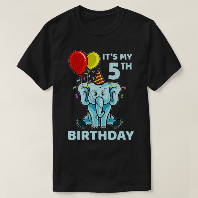 Camiseta Los niños 5 elefantes de cumpleaños es mi quinto F (Diseño del anverso)