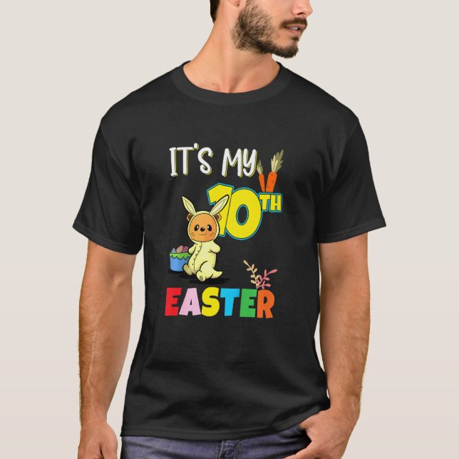 Camiseta Los niños cazan huevos de pascua 10 años de fiesta (Anverso)