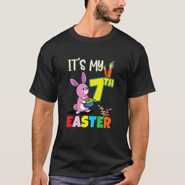 Camiseta Los niños cazan huevos de pascua 7 años lindo Bunn (Anverso)