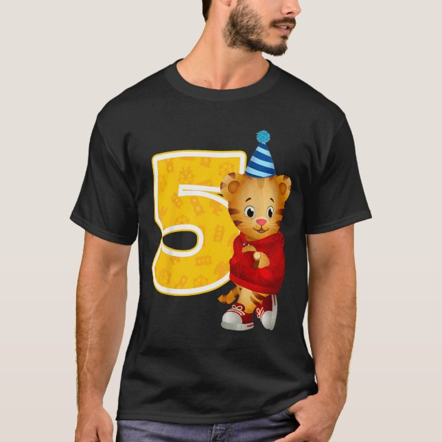 Camiseta Los Niños Daniel Tiger Vecindad Mi Quinto Cumpleañ (Anverso)