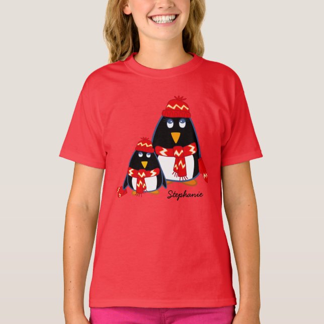 Camiseta Los niños de pequeños pingüinos divertidos (Anverso)