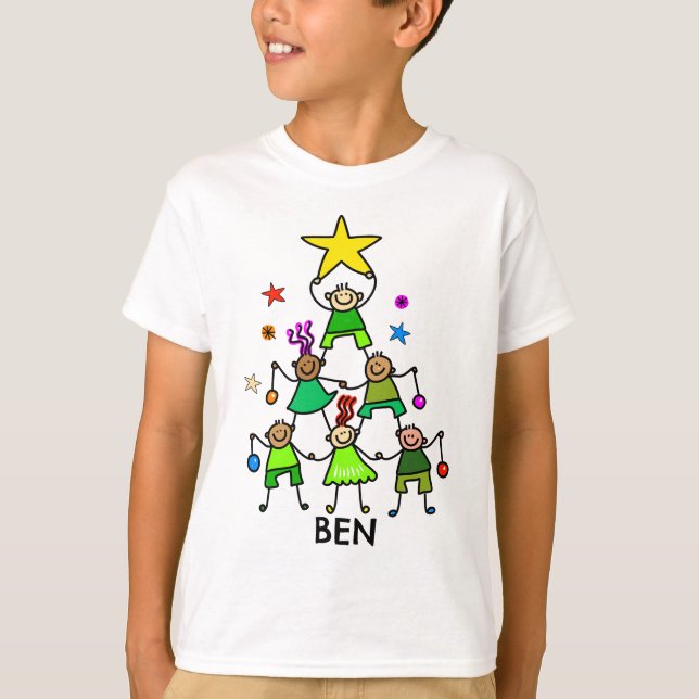Camiseta Los niños del árbol de Navidad personalizados ador (Anverso)