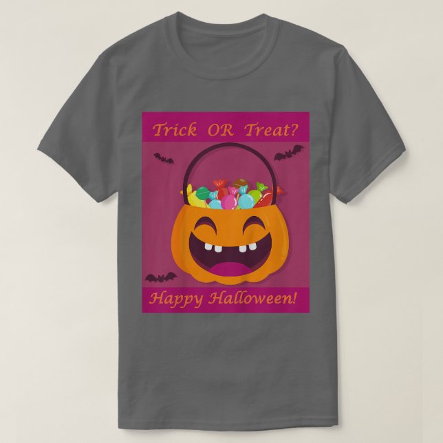 Camiseta Los niños engañan o tratan caramelos con calabaza  (Diseño del anverso)