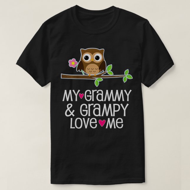 Camiseta Los niños mi Grammy y Grampy me aman a la lechuza (Diseño del anverso)