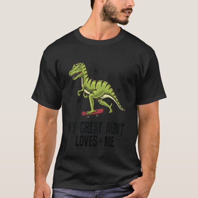 Camiseta Los niños, mi gran tía, me encanta el dinosaurio d (Anverso)