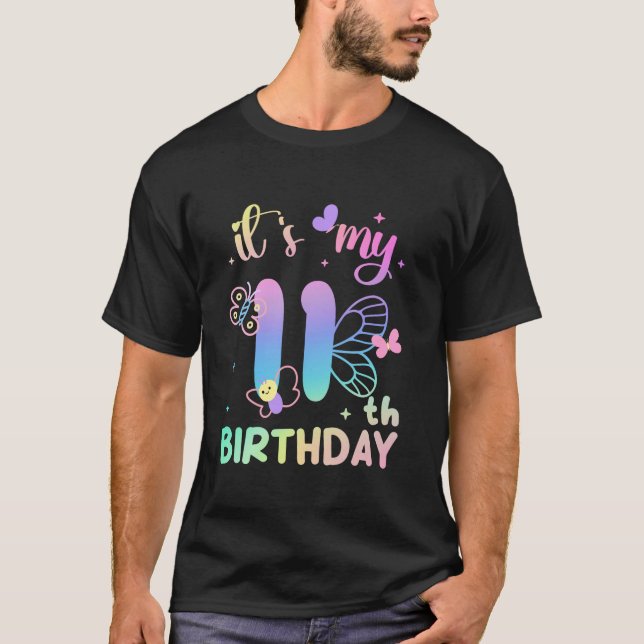 Camiseta Los niños miden a mariposa de 11 años es mi 11º na (Anverso)