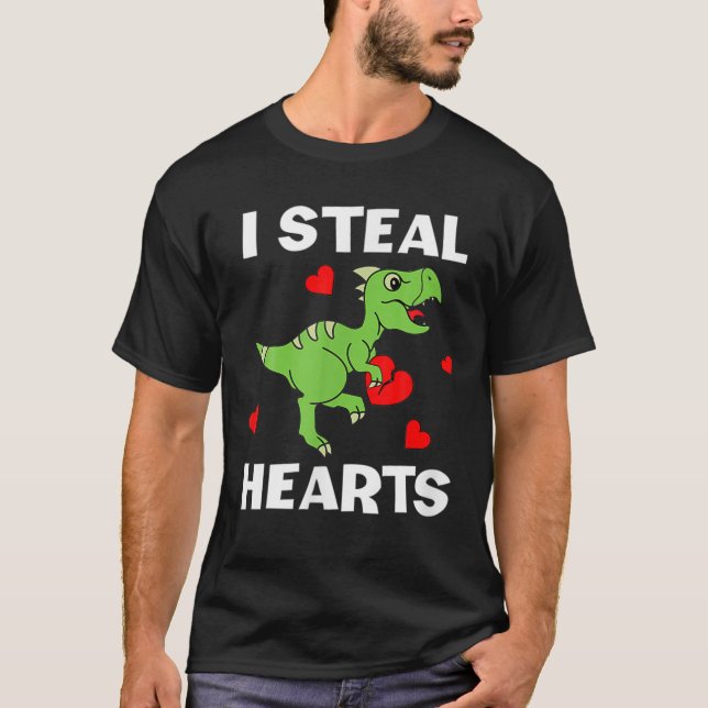 Camiseta Los niños pequeños Día de San Valentín de dinosaur (Anverso)