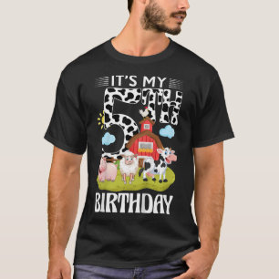 Camiseta Los niños recortan su quinto cumpleaños, la granja