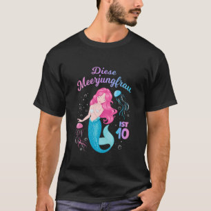 Camiseta Los Niños Regalo 10 Años Chica 10.ª Sirenita