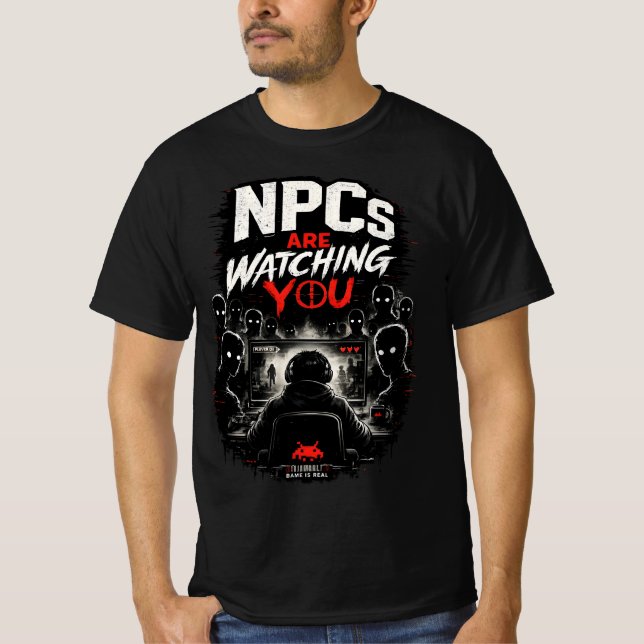 Camiseta Los NPCs te están vigilando – Diseño de error de D (Anverso)