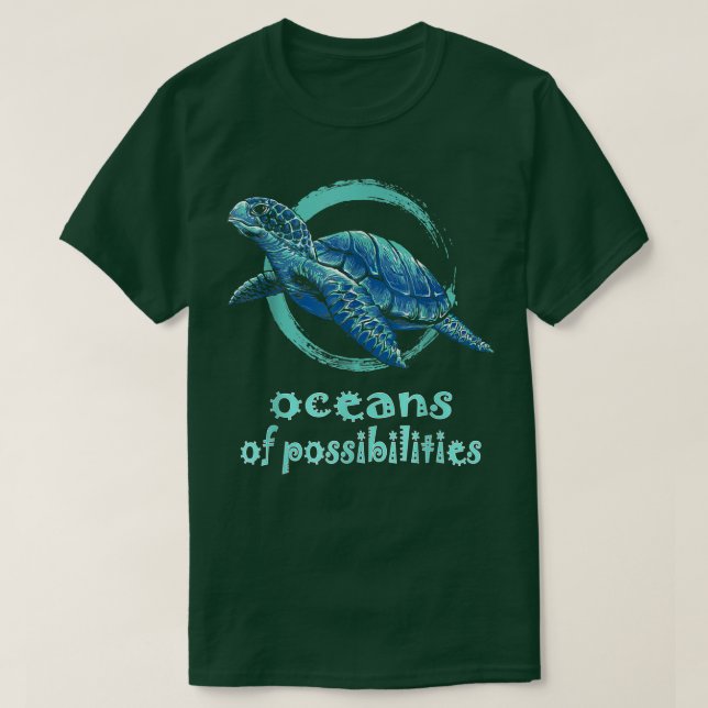 Camiseta Los océanos de las tortugas de las posibilidades L (Diseño del anverso)