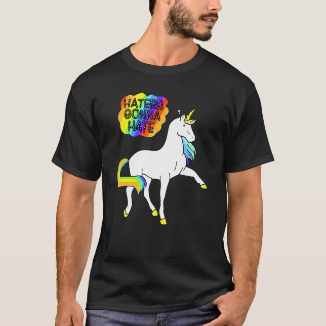 Camiseta Los odiadores odiarán a los hombres de Rainbow Uni (Anverso)