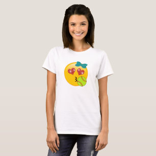 Camiseta Los ojos Kissy del corazón de la emoji del