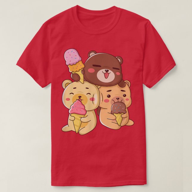 Camiseta Los Osos Cutos Aman La Crema De Hielo (Diseño del anverso)