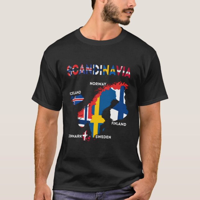 Camiseta Los Países Nórdicos De La Bandera De Escandinavia  (Anverso)