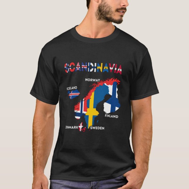 Camiseta Los Países Nórdicos De La Bandera De Escandinavia  (Anverso)