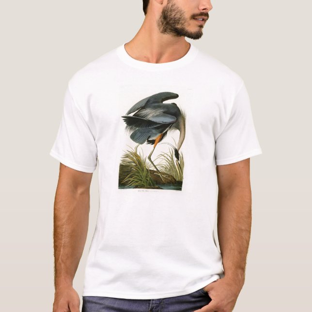 Camiseta Los pájaros de Juan Audubon de la garza de gran (Anverso)