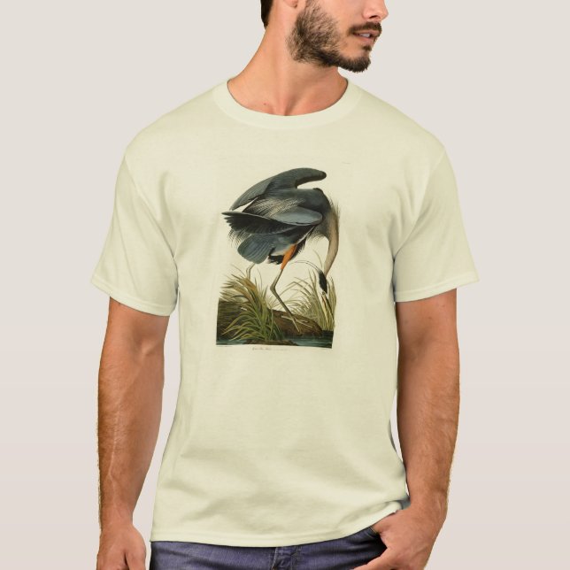 Camiseta Los pájaros de Juan Audubon de la garza de gran (Anverso)