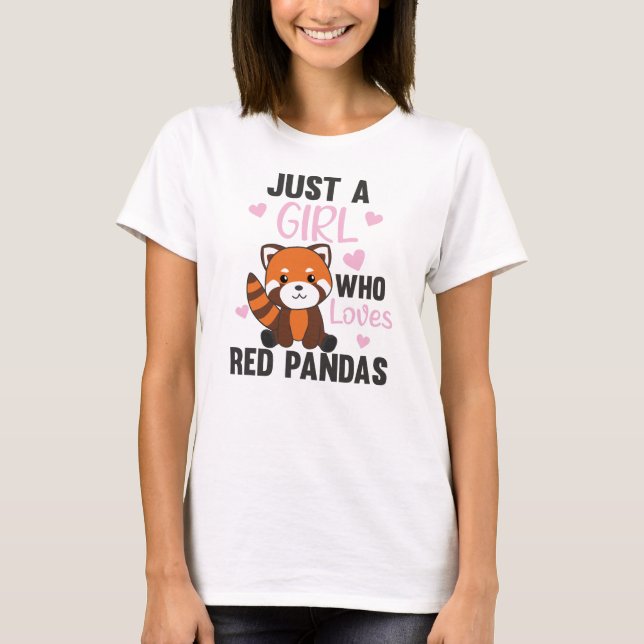 Camiseta Los pandas rojos Chicas aman el Panda rojo Kawaii  (Anverso)