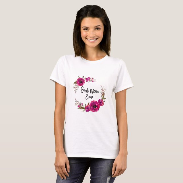 Camiseta Los Papeles Florales De Fuchsia Rosa Eran La Mejor (Anverso completo)
