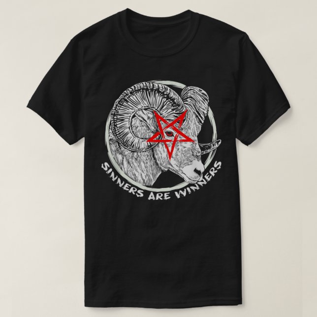 Camiseta Los pecadores satánicos son ganadores Punk de Góti (Diseño del anverso)