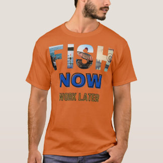 Camiseta los peces ahora trabajan después, dice gracioso el