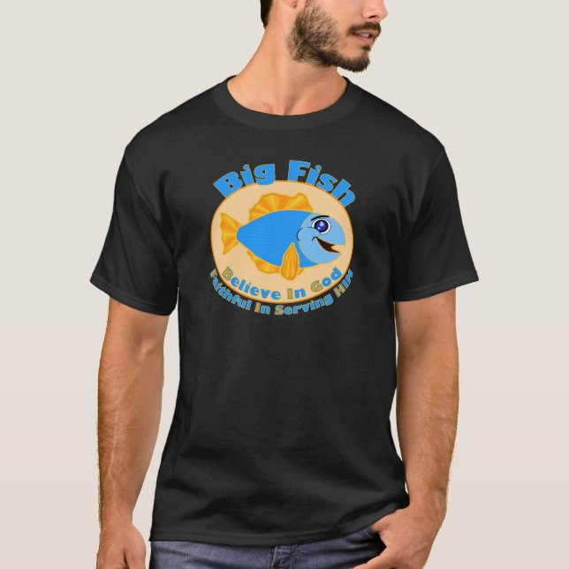 Camiseta Los peces grandes creen en Dios (Anverso)