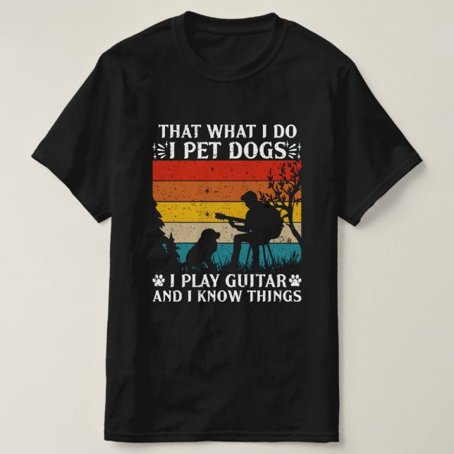 Camiseta Los perros mascotas juegan a los guitares saben co (Diseño del anverso)