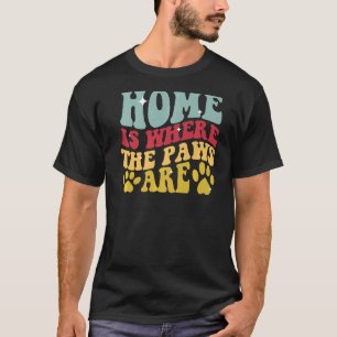 Camiseta Los Perros Retro En Casa Es Donde Las Paws Son Per