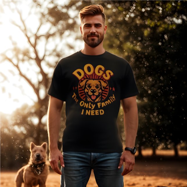 Camiseta Los perros son la única familia que necesito un re (Fun Retro Dog Lover T-Shirt- "Dogs. The Ont Family I Need)