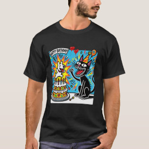 Camiseta Los perros y gatos están celebrando un cumpleaños.