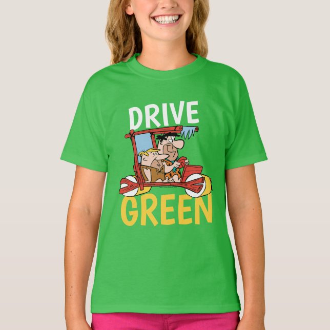 Camiseta Los Picapiedra | Fred y Barney - Drive Green (Anverso)