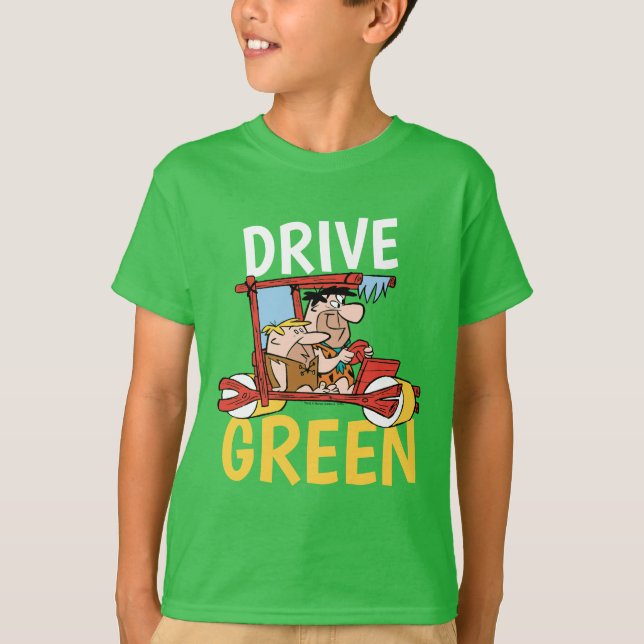 Camiseta Los Picapiedra | Fred y Barney - Drive Green (Anverso)