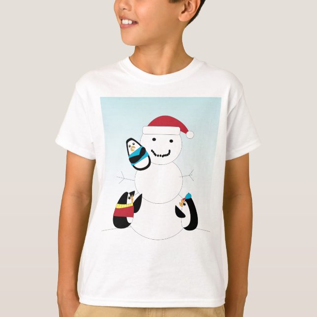 Camiseta Los pingüinos construyen el invierno de Snowman (Anverso)