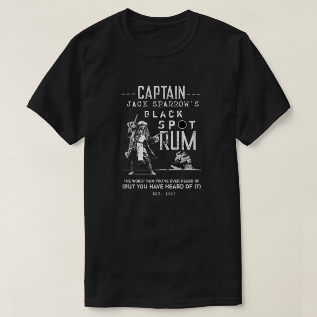 Camiseta Los piratas Jack Sparrow Rum de la cosecha caribeñ (Diseño del anverso)