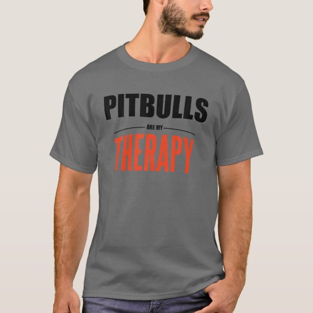 Camiseta Los Pitbulls son mi terapia - Perro gracioso (Anverso)