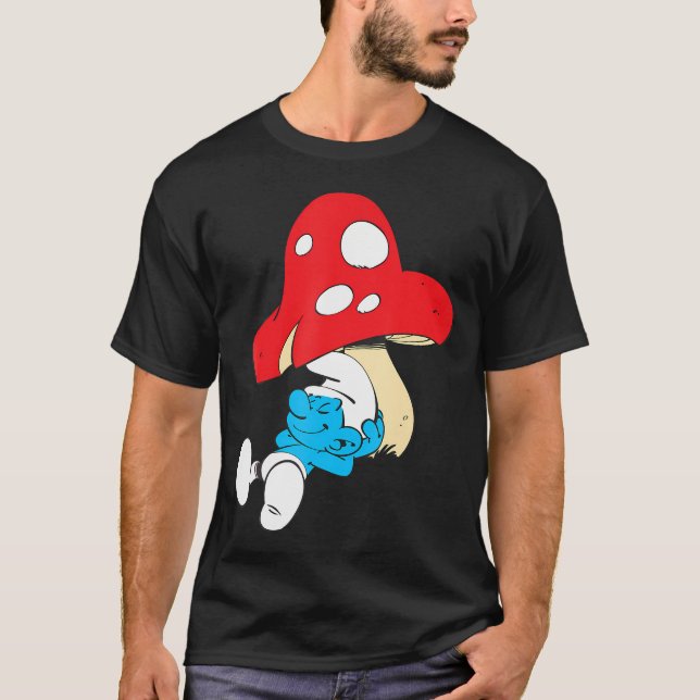 Camiseta Los Pitufos Durmiendo Bajo la Setas Sonriendo (Anverso)