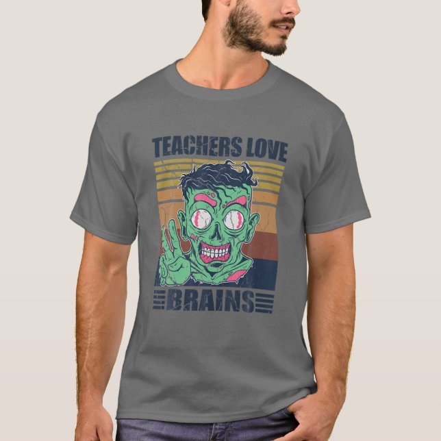 Camiseta Los profesores retro aman los cerebros zombis (Anverso)